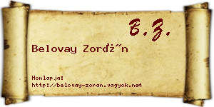 Belovay Zorán névjegykártya